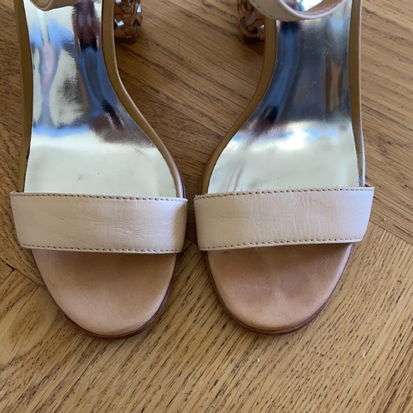 EUC Nude and Silver COACH Braided Block Heels - Picture 6 of 8